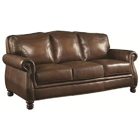 Traditional Sofa with Rolled Arms and Nail head Trim